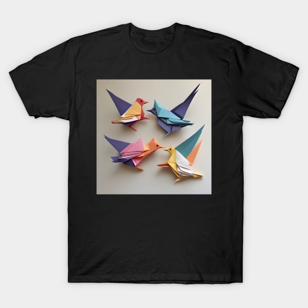 Origami Birds T-Shirt by Dancing Art